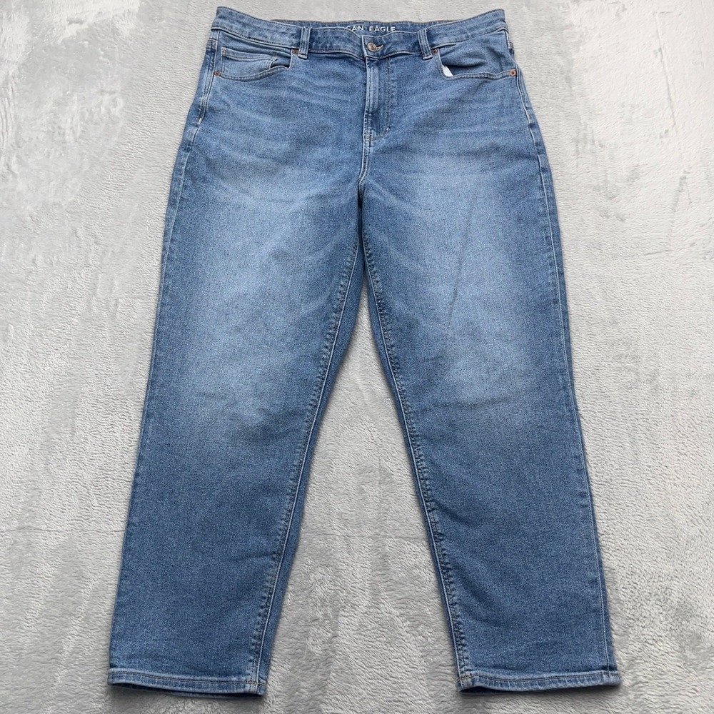 American Eagle Outfitters Ankle Jeans Womens 14 Short Blue Cotton Light Wash